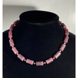 Vintage Purple Plastic Cylinder & Round Beaded Collar Necklace Statement Fun